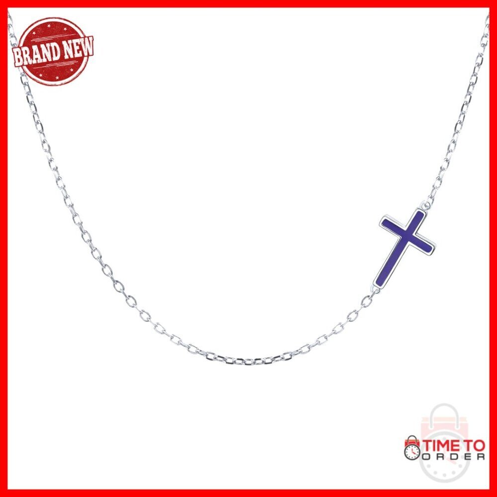 Sterling Silver Sideways Cross Choker Necklace 14-18 Inches